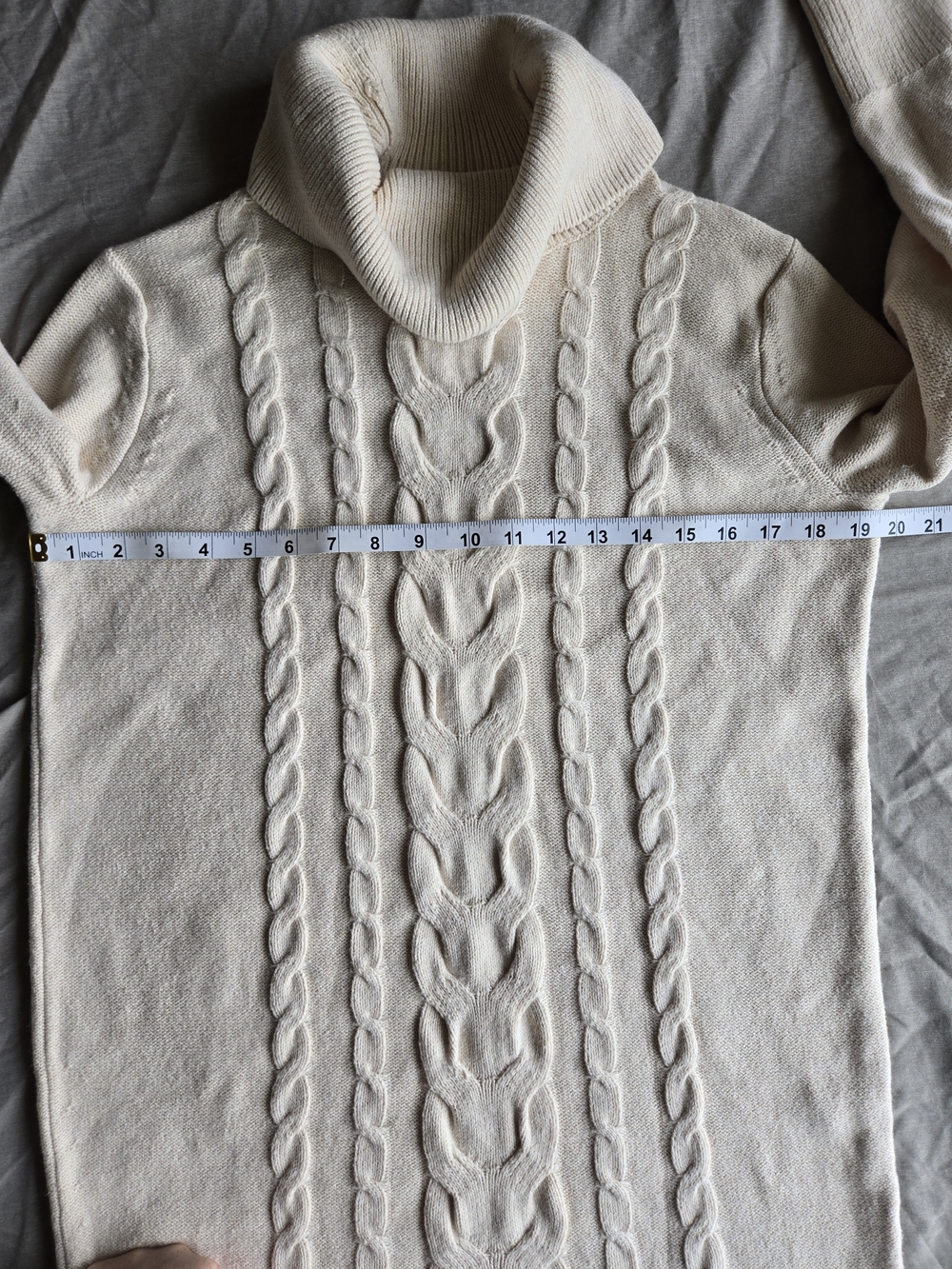 Banana Republic Cream Cable-Knit Turtleneck Sweater Dress Small - Picture 3 of 10